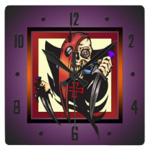 Cyborg Skeleton Skull Wall Clock