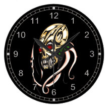 Cyborg Skeleton Skull Wall Clock
