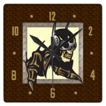 Cyborg Skeleton Skull Wall Clock