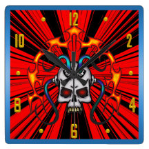 Cyborg Skeleton Skull Wall Clock