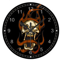 Cyborg Skeleton Skull Wall Clock
