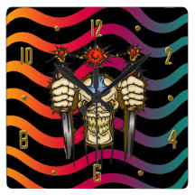 Cyborg Skeleton Skull Wall Clock