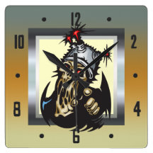 Cyborg Skeleton Skull Wall Clock