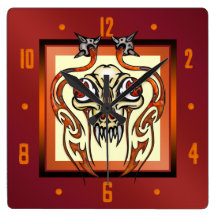 Cyborg Skeleton Skull Wall Clock