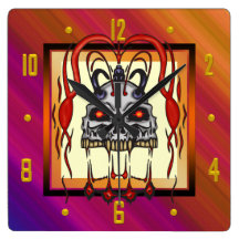 Cyborg Skeleton Skull Wall Clock
