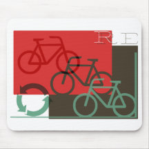 cycle recycle retro graphic mousemat