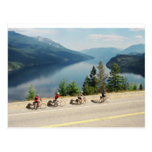 Cycling along Hwy 6 - Slocan Lk - British Columbia Postcards