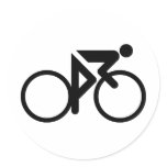 cycling black cylcer round sticker