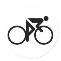 cycling black cylcer round sticker