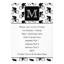 Cycling Design with Custom Monogram Personalized Invitations