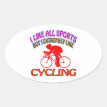 Cycling designs oval sticker
