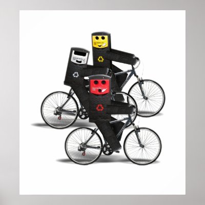 Cycling Recycle Bins Poster by gravityx9