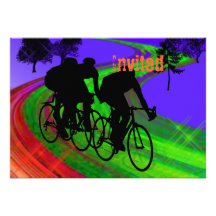 Cycling Trio on Ribbon Road Custom Announcements