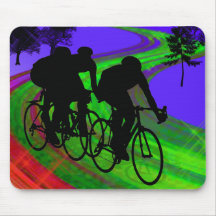 Cycling Trio on Ribbon Road Mousepads