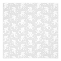 Cyclist and Bicycle Pattern in Gray. Invitation