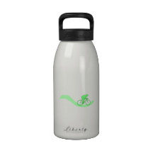 Cyclist Design in Green. Drinking Bottle