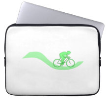 Cyclist Design in Green. Laptop Sleeves