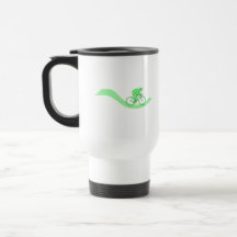 Cyclist Design in Green. Mugs