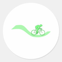 Cyclist Design in Green. Round Sticker