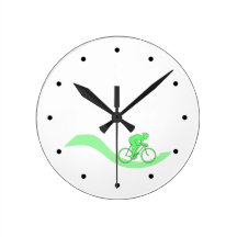 Cyclist Design in Green. Wall Clocks