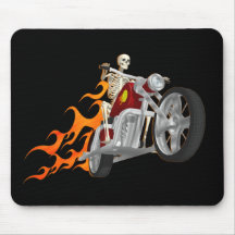 Cycliste et flammes squelettiques : tapis de souris