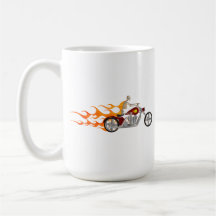 Cycliste et flammes squelettiques : tasse