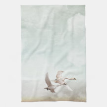 Cygnes de vol serviette éponge