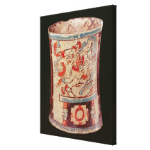 Cylindrical depicting a deity with speech curls stretched canvas print
