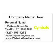 cymbals text yellow business card