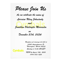 cymbals text yellow personalized invite