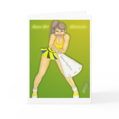 Cynna Girl Cheerleader Pep Up Card by GeminiMindArts