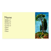 CYPRESS TREES AND MEDITERRANIAN PINE IN TUSCANY BUSINESS CARD TEMPLATE