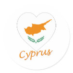 Cyprus Flag Heart Round Stickers
