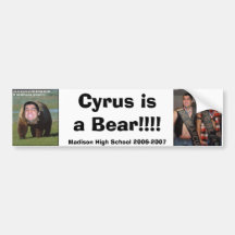 Cyrus is a Bear Bumper Sticker