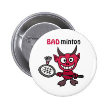 CZ- Devil Playing BADminton Cartoon Pins