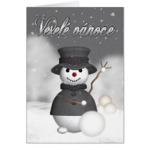 czech christmas card with modern stylish snoman