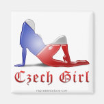 Czech Girl Silhouette Flag Refrigerator Magnet