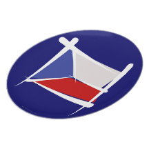 Czech Republic Brush Flag Dinner Plates