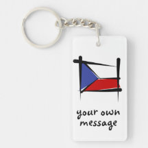 Czech Republic Brush Flag Rectangular Acrylic Keychains