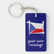 Czech Republic Brush Flag Rectangle Acrylic Key Chain