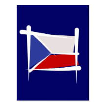 Czech Republic Brush Flag Postcard