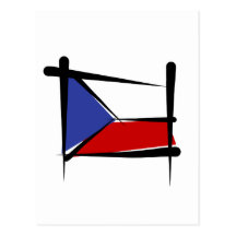 Czech Republic Brush Flag Postcard
