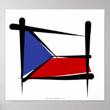 Czech Republic Brush Flag Poster