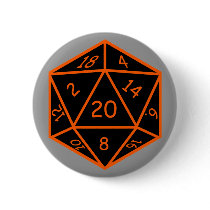 D20 Black & Orange Button