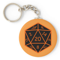D20 Black & Orange Keychains