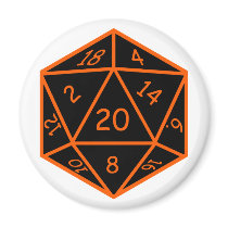 D20 Black & Orange Refrigerator Magnet