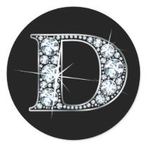 "D" Diamond Bling Sticker