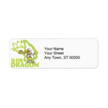 D is for dragon letter abc cartoon return address label