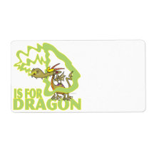 D is for dragon letter abc cartoon custom shipping label