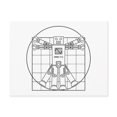 Da Vinci Vitruvian Robot Postcard by strk3